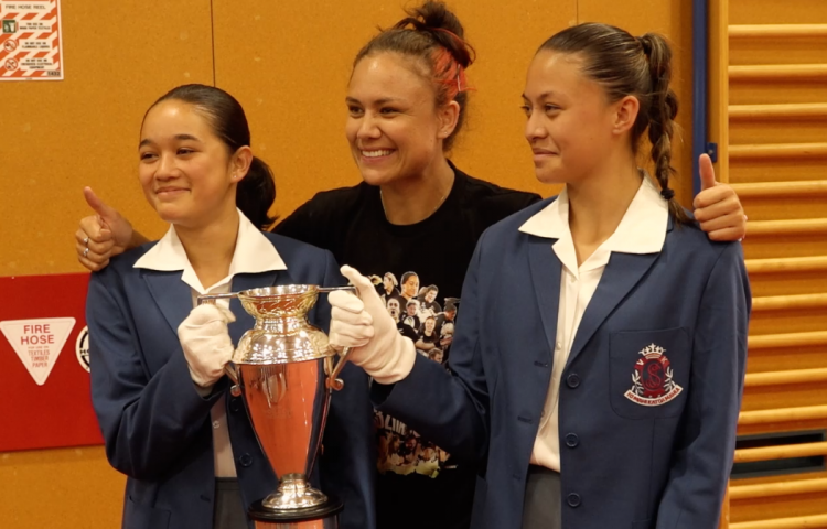 Black Ferns super star Ruby Tui visits St Josephs Maori Girls College on Hawke's Bay tour.