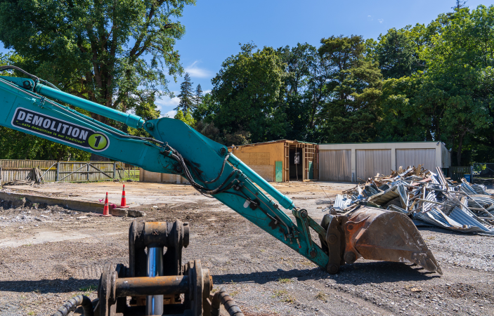 Demolition underway on Frimley Park maintenance sheds