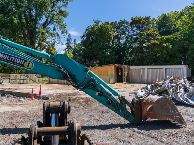 Demolition underway on Frimley Park maintenance sheds