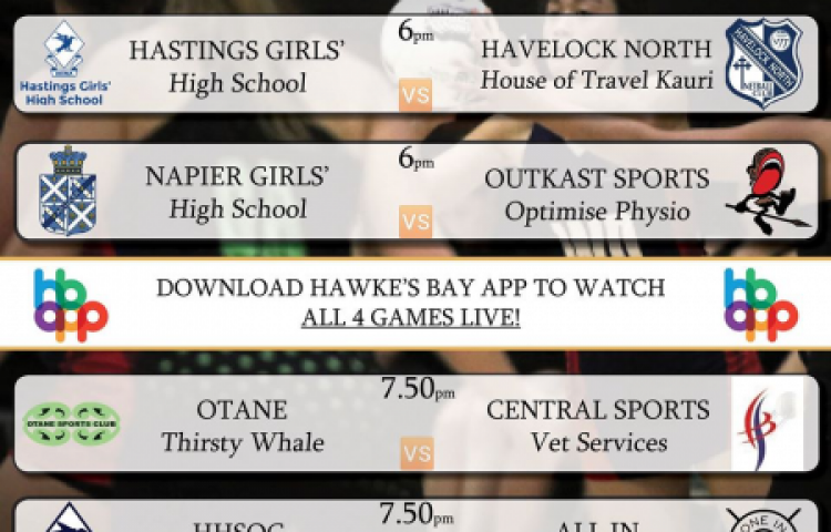Live: Otane v Central Sports, HHSOG v All IN: Super 8 Netball Live on the Hawke's Bay App