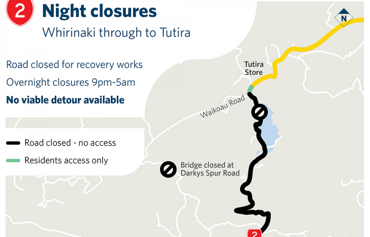 Stretch of SH2 north of Napier closing overnight for recovery works