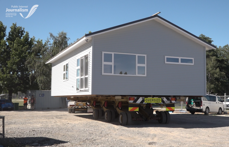 Video: Hasting Boys Highschool students complete build of three homes for Kainga Ora.