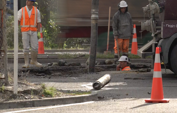 VIDEO: Sinkhole destroys part of busy Napier road