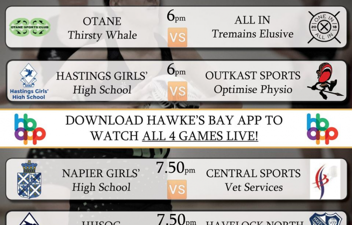 Watch Live: Napier Girls High School: Senior A vs Central Sports Netball Club: Vet Services Live on the Hawke's Bay App from 7:50pm
